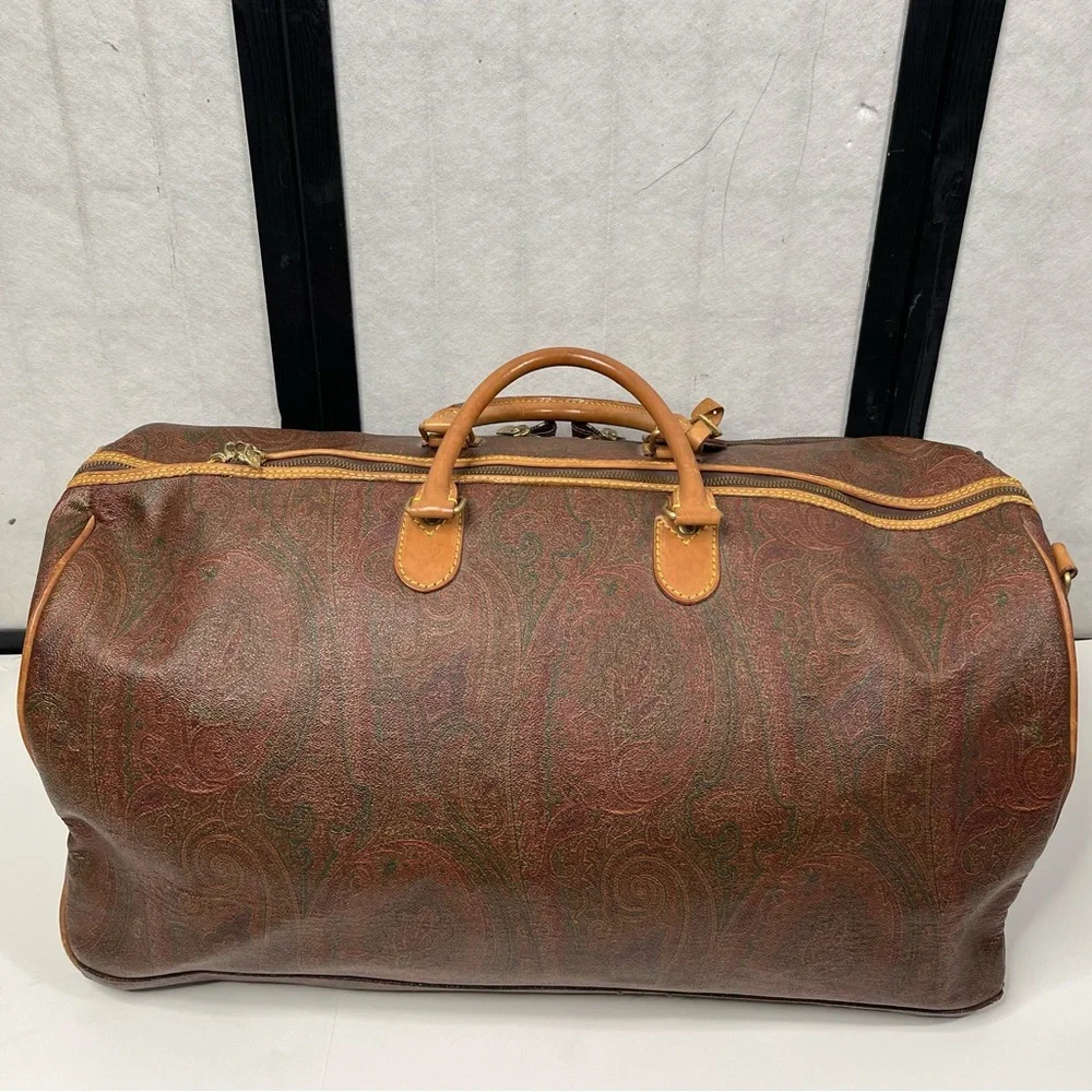 Etro Milano Brown Paisley duffle Travel Bag